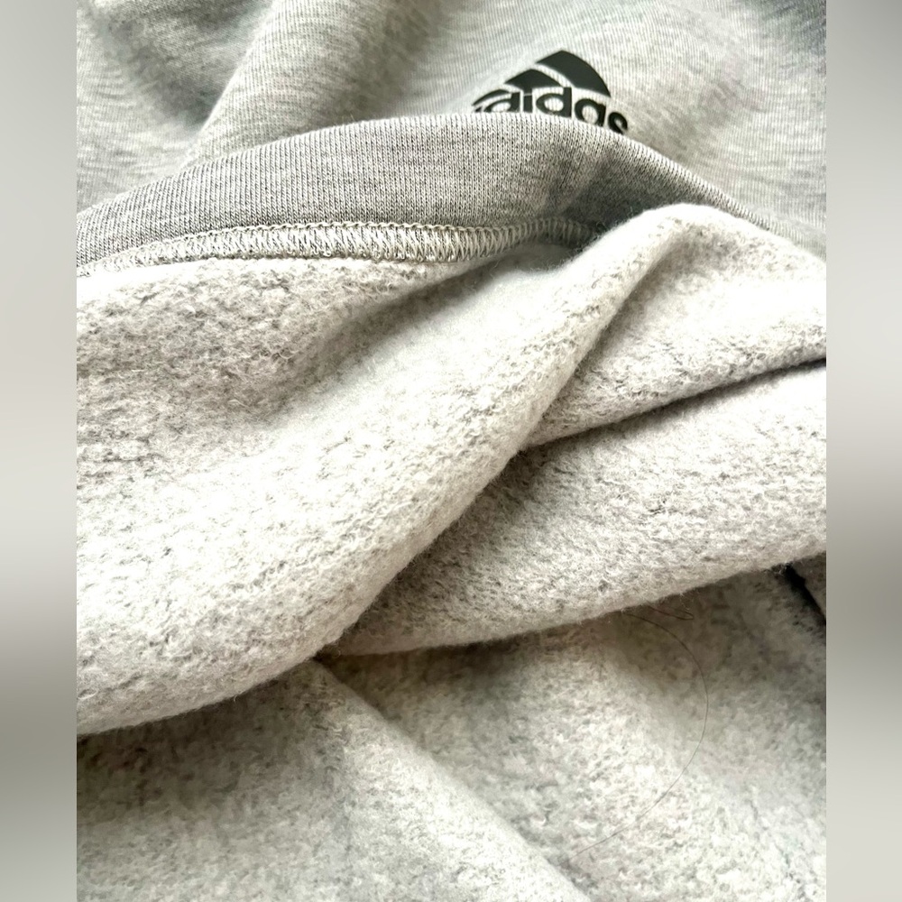 ADIDAS PRIME-GREEN Boxy Cropped 3-Stripe Sweatshirt - Grey Heather - M - Picture 6 of 9